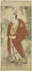 Aktor Nakamura Sukegoro II jako Kaminari Shokuro w Joruri „Gonin Otoko” (Pięciu Rycerskich Pospólników), grał jako jeden akt w Ayatsuri Kabuki Ogi (Opanowanie wachlarza w Kabuki), Wystawiony w Teatrze Nakamura od dwudziestego dnia Siódmy autorstwa Katsukawa Shunsho