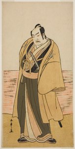 Nakamura Sukegoro II jako Kaminari Shokuro w sztuce Hatsumombi Kuruwa Soga, wystawionej w Teatrze Nakamura w drugim miesiącu, autorstwa Katsukawa Shunsho