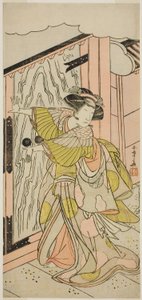 Aktor Nakamura Tomijuro I jako Lady Hangaku (Hangaku Gozen) w sztuce Wada-gassen Onna Maizuru, wystawionej w Teatrze Nakamura w siódmym miesiącu, 1777 autorstwa Katsukawa Shunsho