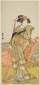 Aktor Onoe Matsusuke I jako Akoya w sztuce Edo Meisho Midori Soga, wystawionej w Teatrze Morita w drugim miesiącu, 1779 autorstwa Katsukawa Shunsho