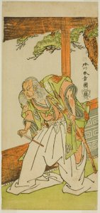Aktor Otani Hiroemon III jako Shinoda Jirodayu w sztuce Keisei Momiji no Uchikake, wystawionej w Teatrze Morita w siódmym miesiącu, 1772 autorstwa Katsukawa Shunsho