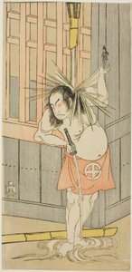 Aktor Otani Hiroji III, prawdopodobnie jako Akaneya Hanshichi w sztuce Fuji no Yuki Kaikei Soga (Śnieg na górze Fudżi: Soga Vendetta), wystawiona w teatrze Ichimura od piętnastego dnia pierwszego miesiąca, 1770 autorstwa Katsukawa Shunsho