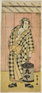 Otani Hiroji III jako Maruya Gorohachi w sztuce Kotobuki Banzei Soga, wystawionej w Teatrze Ichimura w piątym miesiącu, autorstwa Katsukawa Shunsho