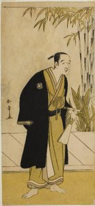Aktor Otani Tomoemon I jako Kajino Choan (?) w sztuce Hono Nitta Daimyojin (?), wystawionej w Teatrze Morita (?) w siódmym miesiącu, 1777 autorstwa Katsukawa Shunsho