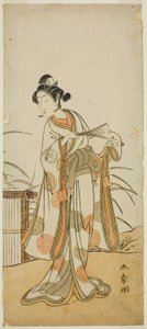 Aktor Segawa Kikunojo III jako Aigo no Waka w sztuce Chigo Sakura Jusan Kane, wystawionej w Teatrze Ichimura w jedenastym miesiącu, 1774 autorstwa Katsukawa Shunsho