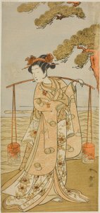 Aktor Segawa Kitsuji III jako Murasame w sztuce Gohiiki Kanjincho, wystawionej w Teatrze Nakamura w jedenastym miesiącu, 1773 autorstwa Katsukawa Shunsho