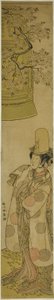 Aktor Segawa Tomisaburo I jako Kiyo-hime w sztuce Hanagatami Kazaori Eboshi, wystawionej w Teatrze Ichimura w trzecim miesiącu, 1774 autorstwa Katsukawa Shunsho
