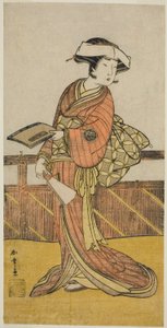 Yamashita Kinsaku II jako Oishi (?) w sztuce Kanadehon Chushin Nagori no Kura (?), wystawionej w Teatrze Nakamora w dziewiątym miesiącu 1780 (?) autorstwa Katsukawa Shunsho