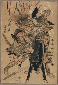 Potężny Tomoe Gozen, ok. 1810 r. (kolorowy drzeworyt)