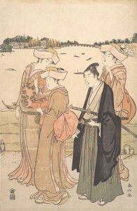 Młody samuraj i trzy kobiety, ca. 1789.
