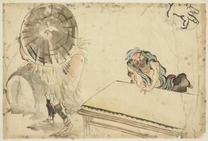 Wytwórca Mochi i Wytwornica Tatami (dwa szkice), ok. 1815-1849 (tusz i kolor na papierze) autorstwa Katsushika (school of) Hokusai