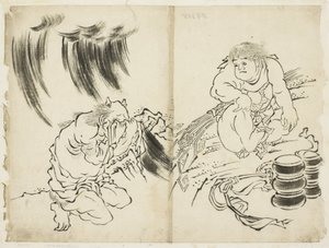 Personifikacja Storm z Kintaro i Weeping Oni, ok. 1815-1849 (tusz na papierze)