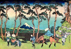 36 vues du Mont Fuji, Japonia : ""Hodogaya sur la route de Tokaido"" Estampe de Katsushika Hokusai (1760-1849) (ecole ukiyo-e) 1830-1833 Państwowe Muzeum Sztuk Pięknych im. Puszkina, Moscou autorstwa Katsushika Hokusai