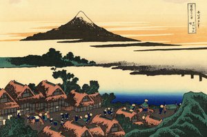 36 Widoki góry Fuji, Japonia: Świt w Isawa w prowincji Kai, Japonia - Rycina Katsushika Hokusai (1760-1849) (szkoła ukiyo-e) 1830-1833 Państwowe Muzeum Sztuk Pięknych im. Puszkina, Moskwa autorstwa Katsushika Hokusai