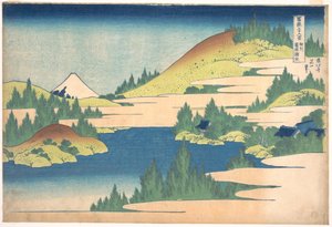 36 vues du Mont Fuji, Japonia : vue du lac Hakone, prowincja Sagani, Japonia - Estampe de Katsushika Hokusai (1760-1849) (ecole ukiyo-e) 1830-1833 Państwowe Muzeum Sztuk Pięknych im. Puszkina, Moscou autorstwa Katsushika Hokusai