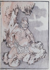 Dżin z mangi (kolorowy drzeworyt) autorstwa Katsushika Hokusai