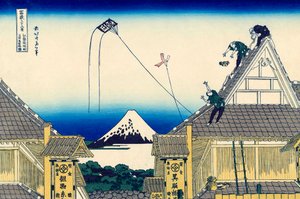 Szkic sklepu Mitsui w Suruga w Edo, 1830-1833. autorstwa Katsushika Hokusai