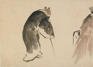 Stara mysz ubrana w czarną szatę, koniec XVIII-początek XIX wieku. autorstwa Katsushika Hokusai