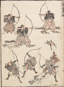 Łucznicy autorstwa Katsushika Hokusai