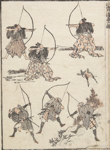 Łucznicy, 1817 autorstwa Katsushika Hokusai