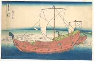 Na morzu u wybrzeży Kazusa (Kazusa no kairo), z cyklu „Trzydzieści sześć widoków góry Fuji” (Fugaku sanjūrokkei) autorstwa Katsushika Hokusai