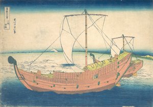Nad morzem Kazusa Kazusa no kairo, z cyklu Trzydzieści sześć widoków góry Fuji..., ca. 1830-32. autorstwa Katsushika Hokusai