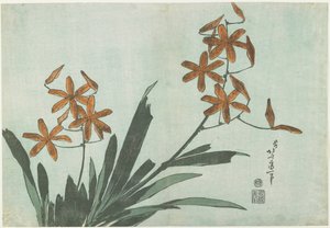 Lilie jeżynowe, ok. 1832 autorstwa Katsushika Hokusai
