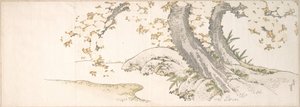 Kwitnące wiśnie nad strumieniem autorstwa Katsushika Hokusai