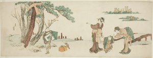 Chłopiec puszczający latawiec autorstwa Katsushika Hokusai