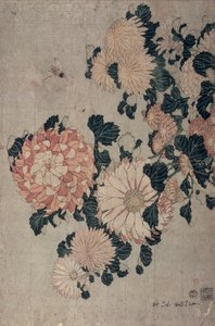 Chryzantemy (kolor drewna) autorstwa Katsushika Hokusai