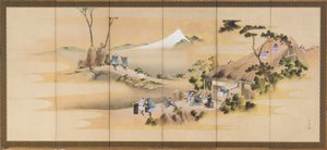 Sceny wiejskie i góra Fudżi, jedna z pary, okres Edo, ok. 1930 r. 1830-1832. autorstwa Katsushika Hokusai