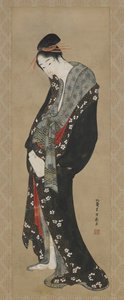Kurtyzana, okres Edo (tusz i kolor na papierze) autorstwa Katsushika Hokusai