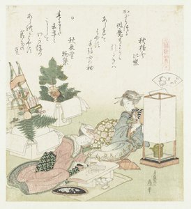 powłoka dachu Itayagai (tytuł na obiekcie) Porównanie wierszy i muszli Genroku (tytuł serii) Genroku kasen kaiawase (tytuł serii na obiekcie) autorstwa Katsushika Hokusai