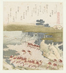 Fioletowa muszla Murasakigai (tytuł na obiekcie) Porównanie wierszy i muszli Genroku (tytuł serii) Genroku kasen kaiawase (tytuł serii na obiekcie) autorstwa Katsushika Hokusai