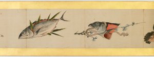 Szczegół ręcznego przewijania z różnymi obrazami, okres Edo, 1839 tusz i kolor na papierze autorstwa Katsushika Hokusai
