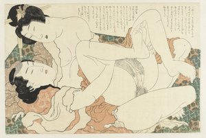 Para kochająca się Roślina Adonis (tytuł serii) Fukujuso (tytuł serii) autorstwa Katsushika Hokusai