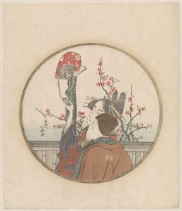 Para z gałęzią małpy i kwiatu autorstwa Katsushika Hokusai