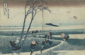 Ejiri w prowincji Suruga z cyklu Trzydzieści sześć widoków na górę Fudżi, ok. godz. 1830 autorstwa Katsushika Hokusai