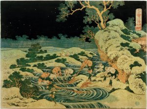 Łowienie latarką w prowincji Kai autorstwa Katsushika Hokusai