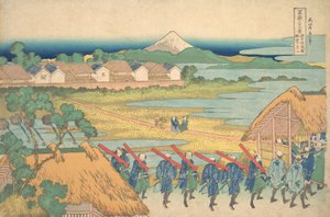 Stacja Fuji Senju z magazynu Senju. . . , komar. 1830-32. autorstwa Katsushika Hokusai