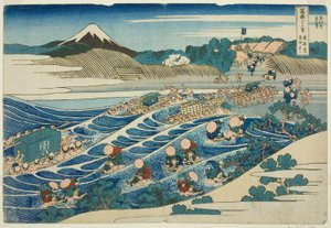Fuji z kanaya dźwięk te stopień miasta (stopień miejski kanaya no fuji), z serii st rty x widoki Mt. Fuji autorstwa Katsushika Hokusai