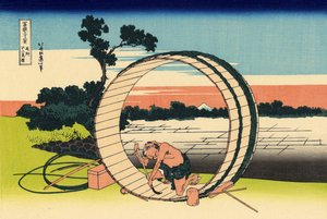 Pole widokowe Fujimi Fuji w prowincji Owari, ok. 1830 (odbitka drzeworytowa) autorstwa Katsushika Hokusai