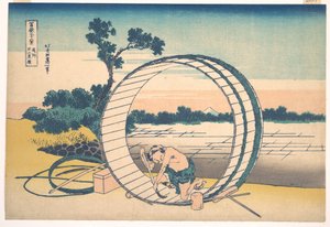 Fujimigahara w prowincji Owari (Bishū Fujimigahara), z cyklu „Trzydzieści sześć widoków góry Fuji” (Fugaku sanjūrokkei) autorstwa Katsushika Hokusai