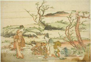 Zbieranie wiosennych zieleni, z albumu „Fuji in Spring (Haru no Fuji)” autorstwa Katsushika Hokusai