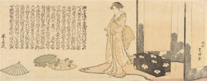 Gejsza przygotowująca się do występu autorstwa Katsushika Hokusai