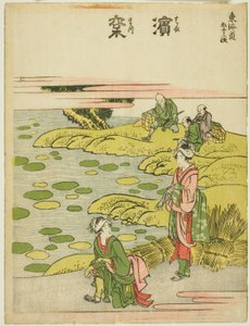 Hamamatsu, z serii „Pięćdziesiąt trzy stacje Tokaido (Tokaido gojusan tsugi)” autorstwa Katsushika Hokusai