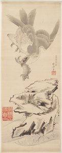 Jastrząb i ryba, koniec XVIII i początek XIX wieku. autorstwa Katsushika Hokusai