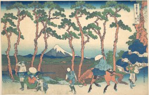 Hodogaya na szlaku Tōkaidō (Tōkaidō Hodogaya), z cyklu „Trzydzieści sześć widoków góry Fuji” (Fugaku sanjūrokkei) autorstwa Katsushika Hokusai