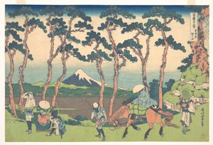 Hodogaya na szlaku Tōkaidō (Tōkaidō Hodogaya), z cyklu „Trzydzieści sześć widoków góry Fuji” (Fugaku sanjūrokkei) autorstwa Katsushika Hokusai