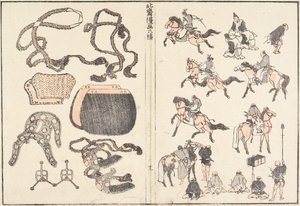 Jeźdźcy konni i uprzęż autorstwa Katsushika Hokusai
